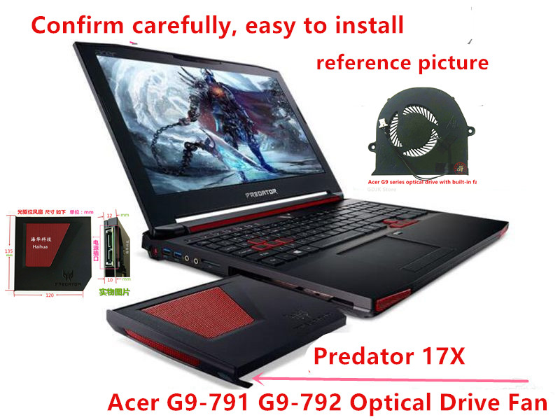 원래 Acer Acer Predator 17X G9-591R G9-791 G9-792 광학 드라이브 비트 팬